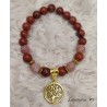 Bracelet perles Jaspe rouge et cornaline 8mm, arbre de vie - monté sur élastique