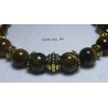 8mm Tiger's Eye stone bead bracelet and gold metal beads