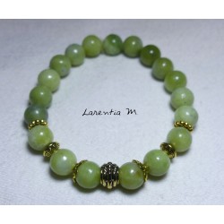 8mm Jade stone bead bracelet and gold metal beads