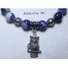 8mm Sodalite stone beads bracelet and silver metal owl beads 