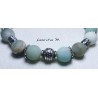 Bracelet perles pierre Amazonite 8mm et perles métal argenté - monté sur Elastique