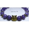 8mm Angelite stone bead bracelet, pearls and golden Owl