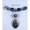 Collier ras de cou avec perles de Sodalite et pendentif filigrane argenté