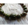 8mm Unakite beads bracelet, bronze buddha head - Elastic