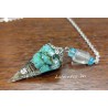 Resin pendulum with natural turquoises. Gold plated chain