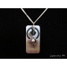 Pendant necklace with Swarovski crystal beads black ring and silver heart on concrete pad