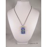 Pendant Necklace "Node" with blue Swarovski cristal pearl on rectangle concrete pad painted blue