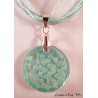 Glitter resin pendant necklace and blue hearts, ribbon and blue cords