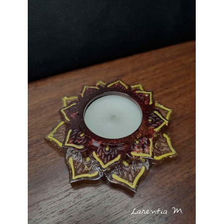 Resin candle holder in the shape of a lotus flower