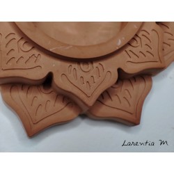 Terracotta ceramic candle holder in the shape of a lotus flower