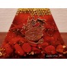 Orgonite - 3-sided pyramid, in resin, gold glass beads, brown glitter, natural Jasper stones