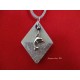 Pendant Necklace "Dolphin" with little grey pearl on lozenge concrete pad decorated silver