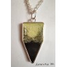  Black / silver glitter resin pendant necklace, on silver brass chain