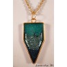  Blue gradient glitter resin pendant necklace, on golden brass chain