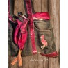 sequined denim purse and fuchsia scarf