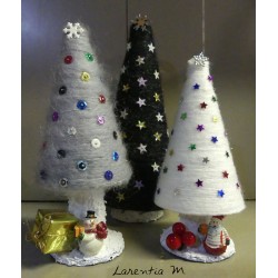 3 Christmas trees - Polystyrene covered with wool and sequins