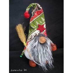 Bearded leprechaun on ski (Gnome in sock with cap 20x10cm)