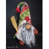 Bearded leprechaun on ski (Gnome in sock with cap 20x10cm)