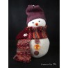 Snowman in sock filled with rice, hand knitted scarf, buttons