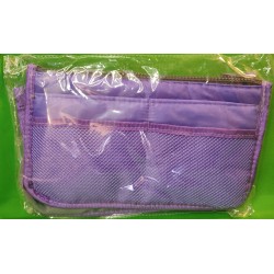 sequined denim purse and purple ribbon