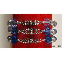 Swarovski crystal 3-row bracelet blue