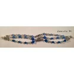 Swarovski crystal 3-row bracelet blue