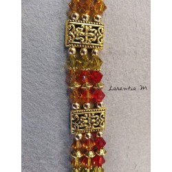 Swarovski crystal 3-row bracelet red orange yellow