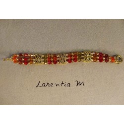 Bracelet 3 rangs en perles de cristal de Swarovski, dégradé de perles rouges,oranges et jaunes