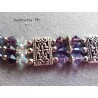 3 row Swarovski crystal bead bracelet, purple pearl gradient