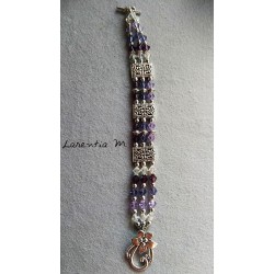 3 row Swarovski crystal bead bracelet, purple pearl gradient