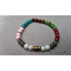 Bracelet perles verre 6mm plusieurs couleurs - Elastique