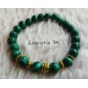 Malachite beads bracelet 8mm, gold metal beads - Elastic