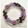 3-row bracelet in Swarovski crystal beads, shaded from purple to gray, separated by metal separators