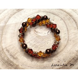 3-row bracelet with Swarovski crystal beads, brown, orange and ocher