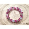 3 row Swarovski crystal beaded bracelet, pink and transparent