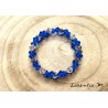 3 row Swarovski crystal beaded bracelet, blue and transparent