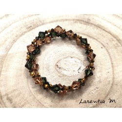 3 row Swarovski crystal beaded bracelet, light brown and smoky