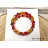 3 row bracelet in Swarovski crystal beads, red, orange