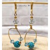 Boucle d'oreille pendante femme créole turquoise