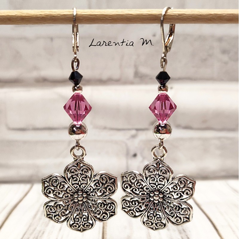 Boucles d'oreilles Fleur fantaisie Femme Swarovski