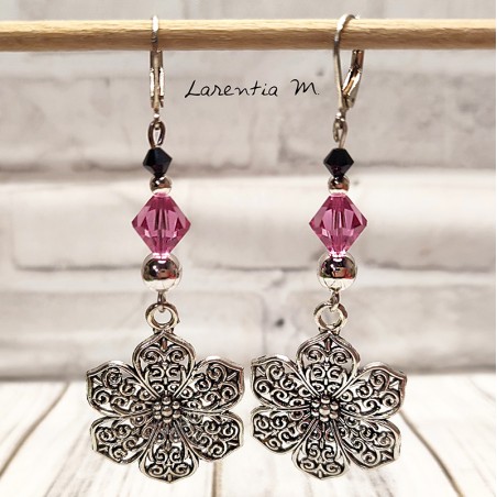 Boucles d'oreilles Fleur fantaisie Femme Swarovski