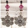 Boucles d'oreilles Fleur argent fantaisie Femme Swarovski