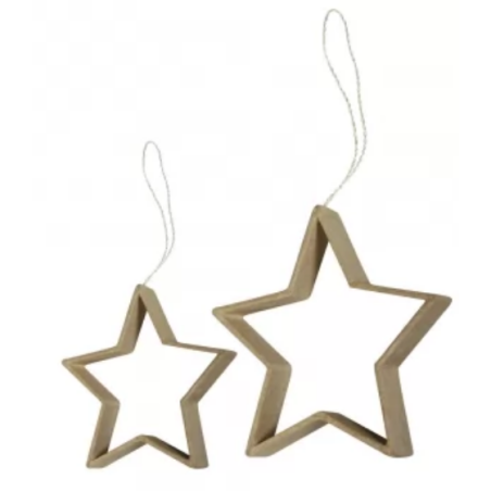 2 Stars Paper Mache Pendants