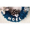 Blue and silver wool Christmas wreath 22 cm