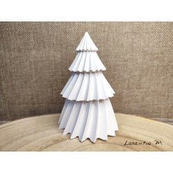 Grand sapin Noel en céramique blanche