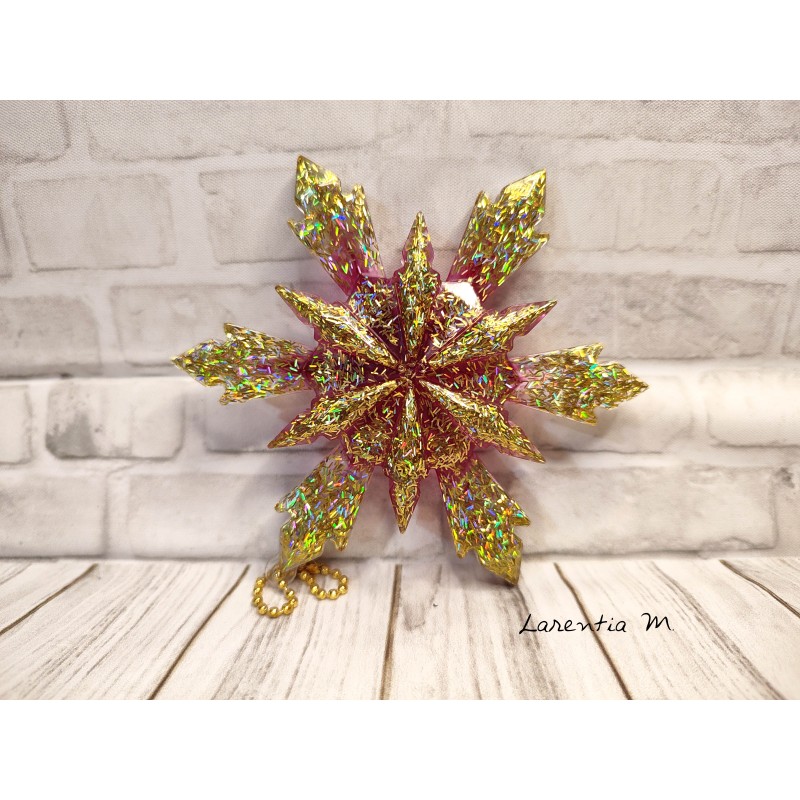 Resin snowflake red and gold