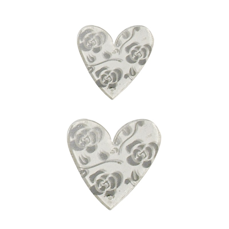 Acrylic hearts 3.5+4.5 cm tab. 6 pcs