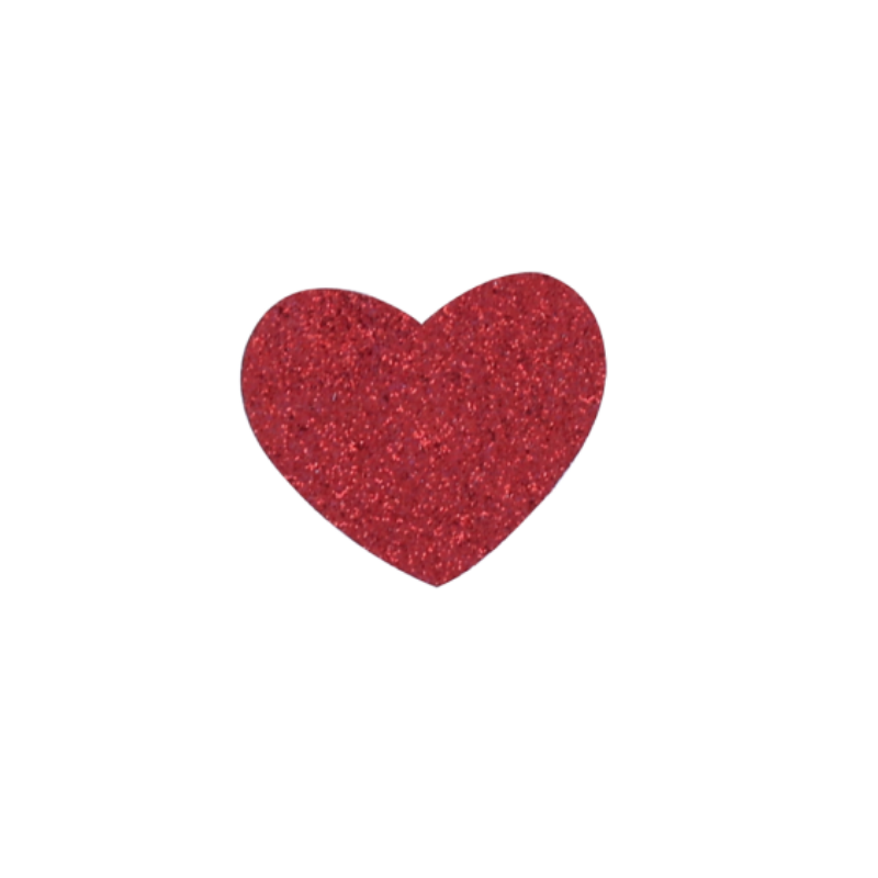 Glamor glitter fabric heart, red, 3-9 cm, 6 pcs