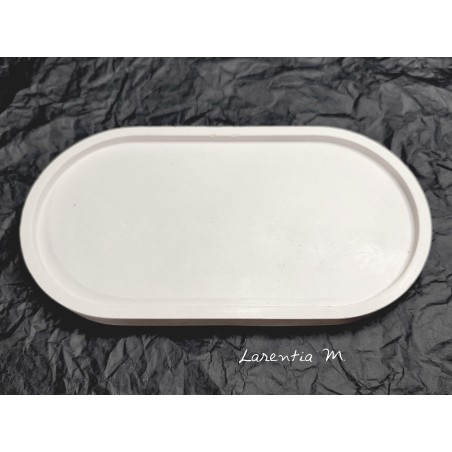 Oval white ceramic powder tray