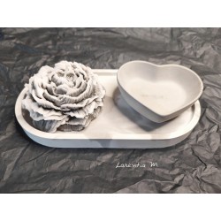 Tray + heart + peony candle set